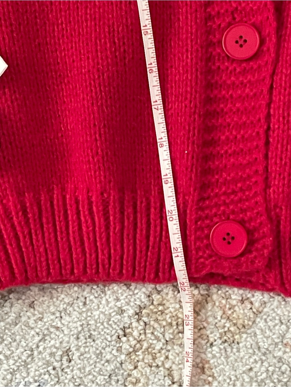 Coquette Dream: Red Knit Button-Up Cardigan with Ivory Bow Accents Size L - Picture 3 of 6